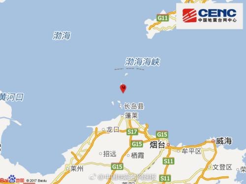 山东烟台市长岛县海域发生2.9级地震震源深度10千米
