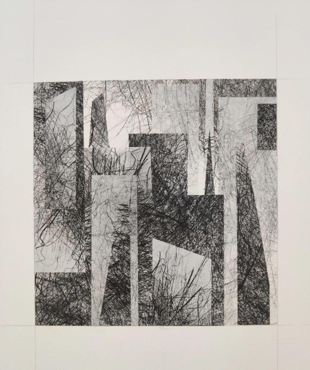 《古刹》 漏版画